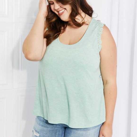 Petal Dew Birdsong Full Size Lace Trim Tank - Picture 6 of 9